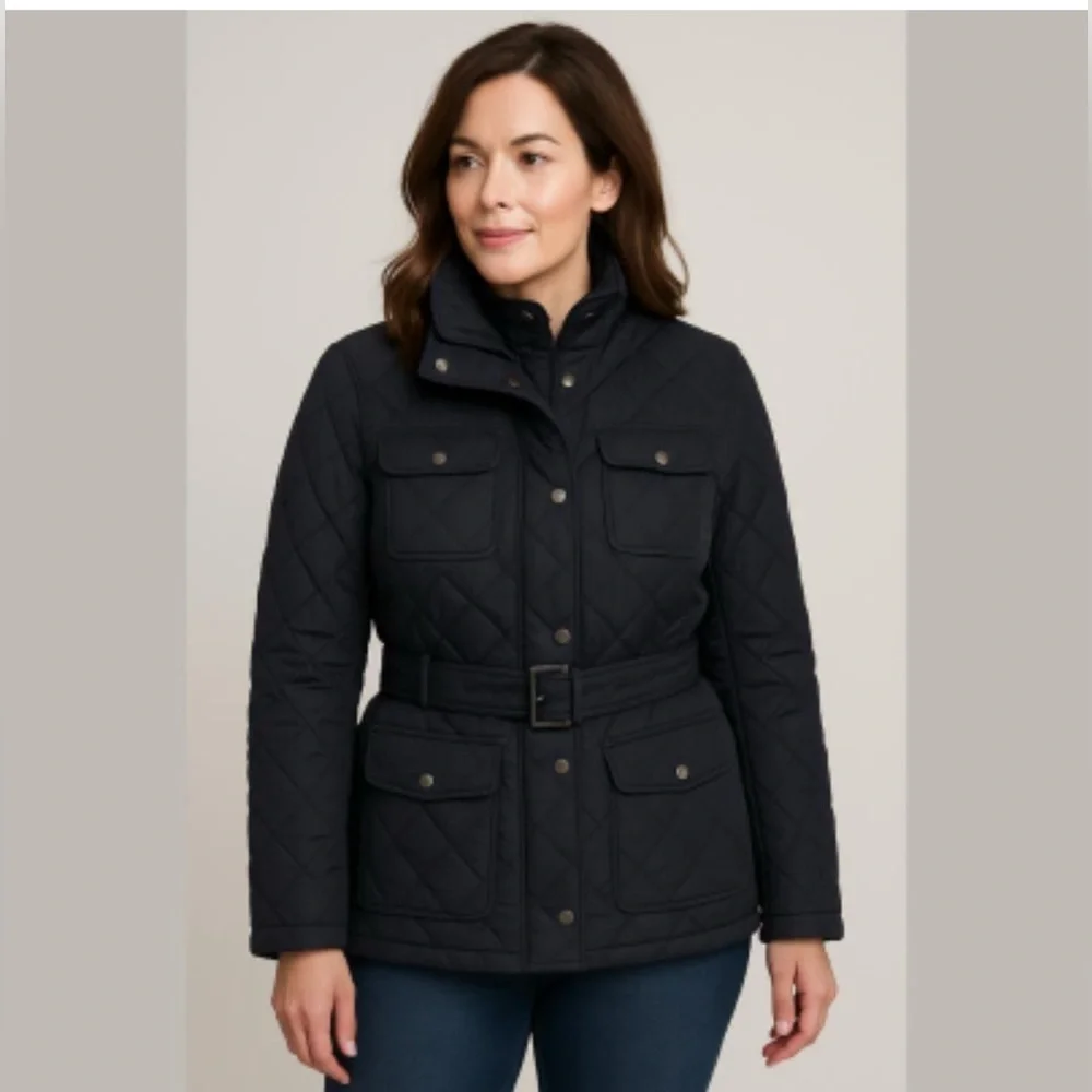 Gap Belted Puffer Coat Women's Size Small Petite Flinted Gray